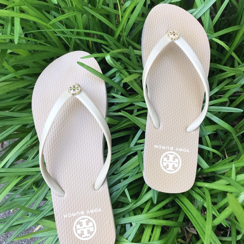 Tory Burch logo flip flops